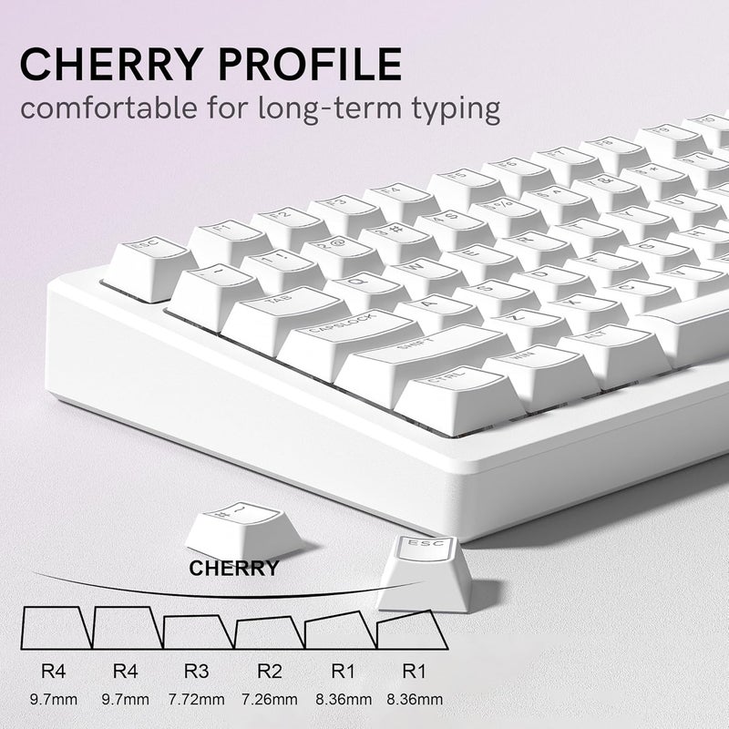 COSTOM Womier PBT Keycaps Set 130 Keys, Custom White Japanese Keyboard Doubleshot Dye Sub Side Print Shine Through Keycaps 60 65 75 100 Percent, Cherry Profile (White 4) - Image 5